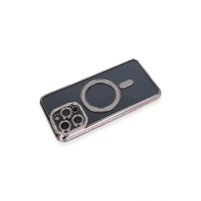Newface Apple iPhone 14 Pro Kılıf Joke Simli Magneticsafe Kılıf - Gri