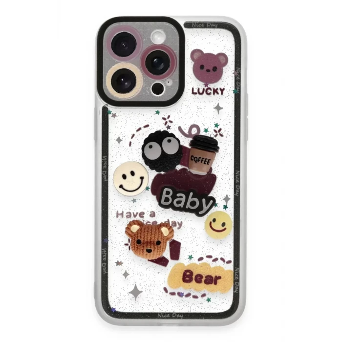 Newface Apple iPhone 14 Pro Kılıf Sweet Desenli Silikon Kapak - Sarı