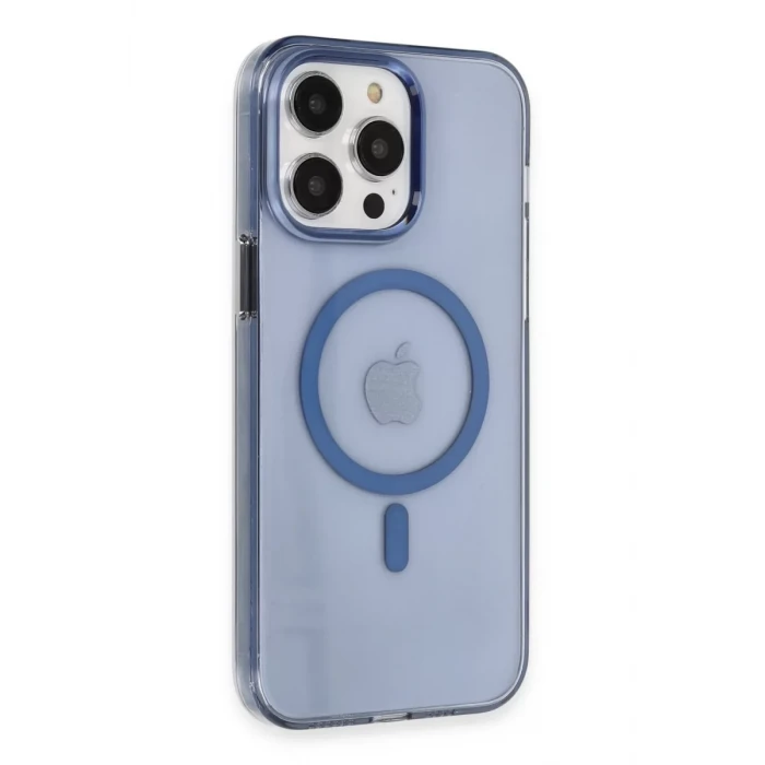 Newface Apple iPhone 14 Pro Kılıf Tron Şeffaf Magsafe Kapak - Mavi