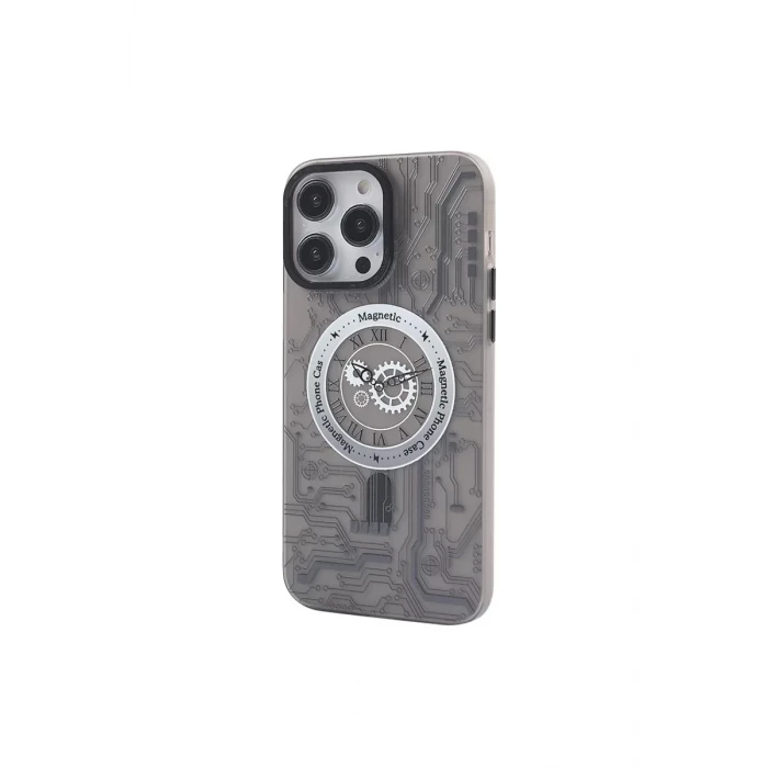 Newface Apple iPhone 14 Pro Max Kılıf Apollo Magneticsafe Desenli Kapak - Apollo Siyah - 1