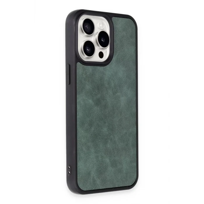 Newface Apple iPhone 14 Pro Max Kılıf Aras Deri Kapak - Koyu Yeşil