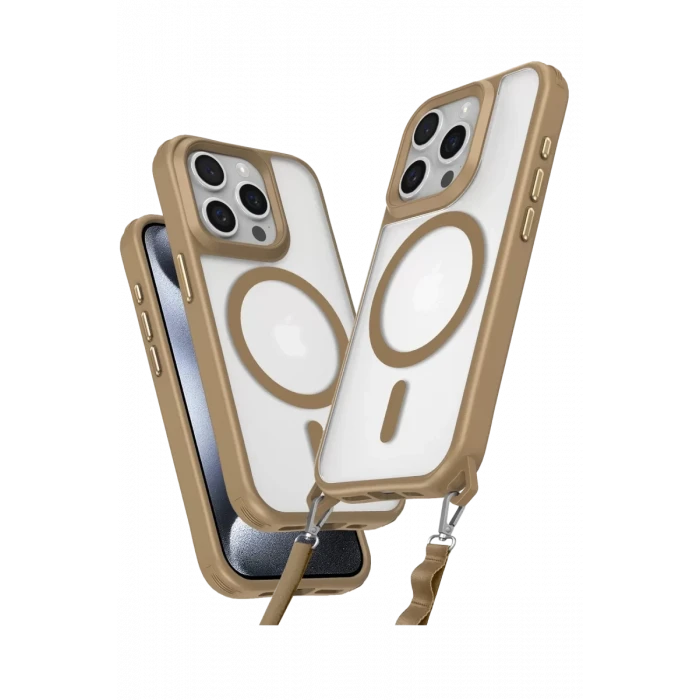 Newface Apple iPhone 14 Pro Max Kılıf Enka Magsafe Silikon Kılıf - Desert