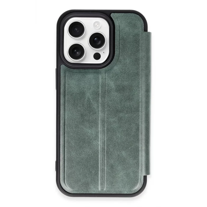 Newface Apple iPhone 14 Pro Max Kılıf Flip Cover - Koyu Yeşil