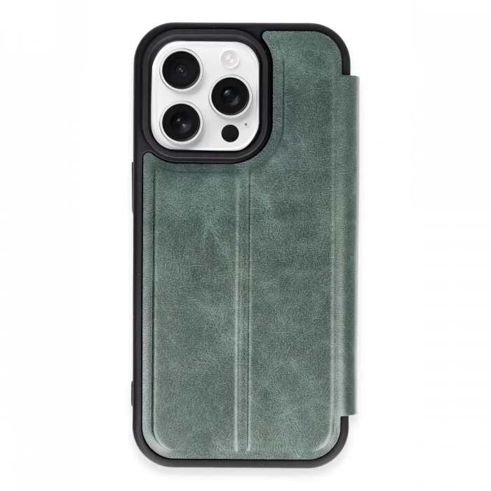Newface Apple iPhone 14 Pro Max Kılıf Flip Cover - Koyu Yeşil