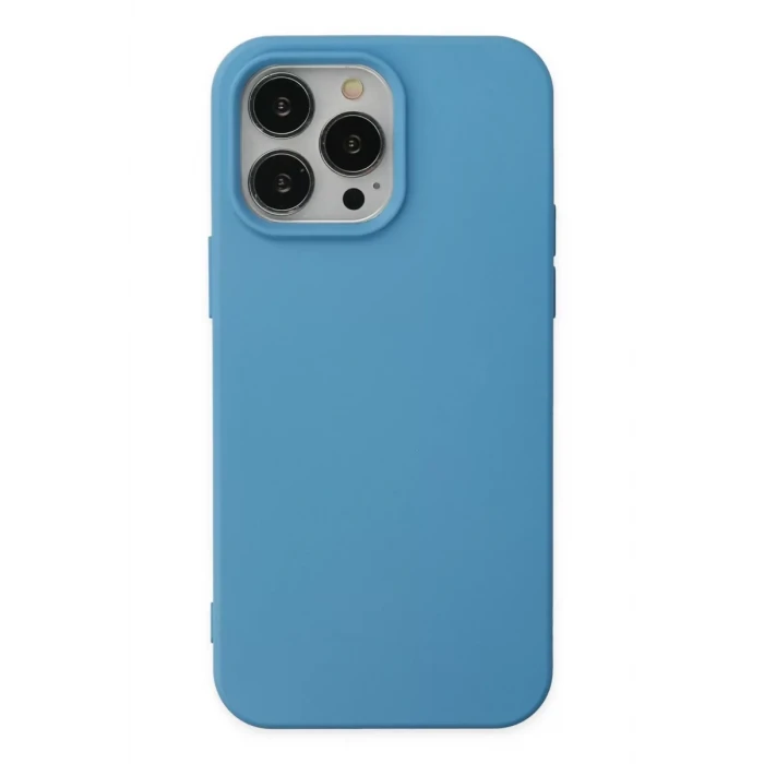 Newface Apple iPhone 14 Pro Max Kılıf Nano içi Kadife Silikon - Mavi
