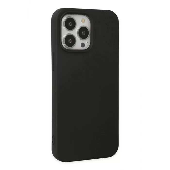 Newface Apple iPhone 14 Pro Max Kılıf Nano içi Kadife Silikon - Siyah