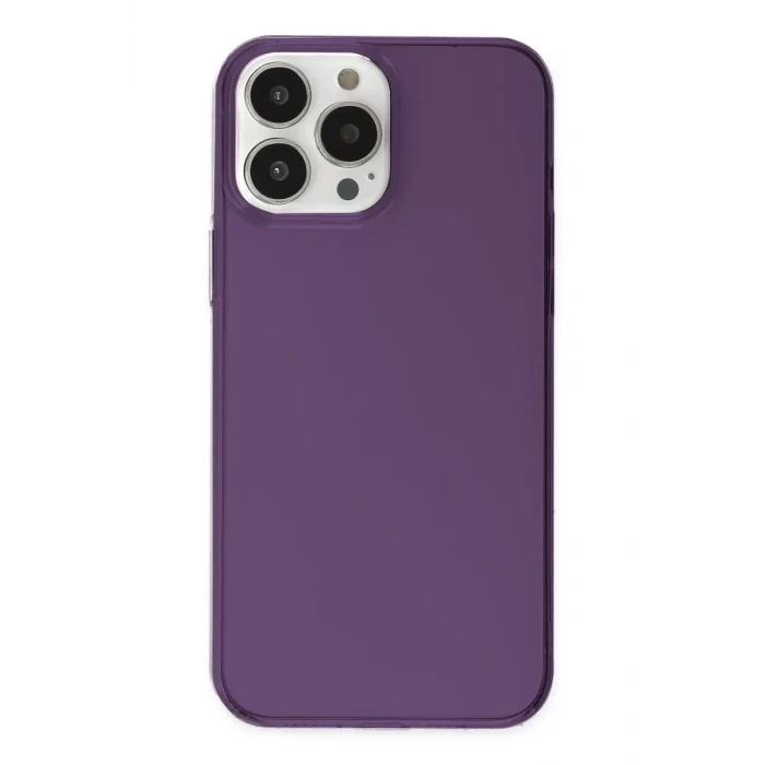 Newface Apple iPhone 14 Pro Max Kılıf Pc Sert Şeffaf Kapak - Mor