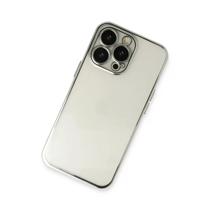 Newface Apple iPhone 14 Pro Max Kılıf Razer Lensli Silikon - Gümüş