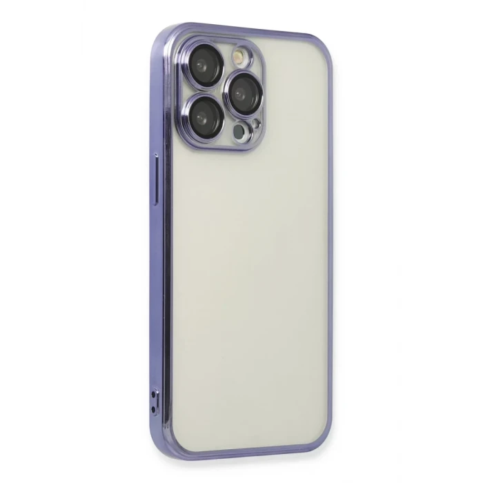 Newface Apple iPhone 14 Pro Max Kılıf Razer Lensli Silikon - Mor