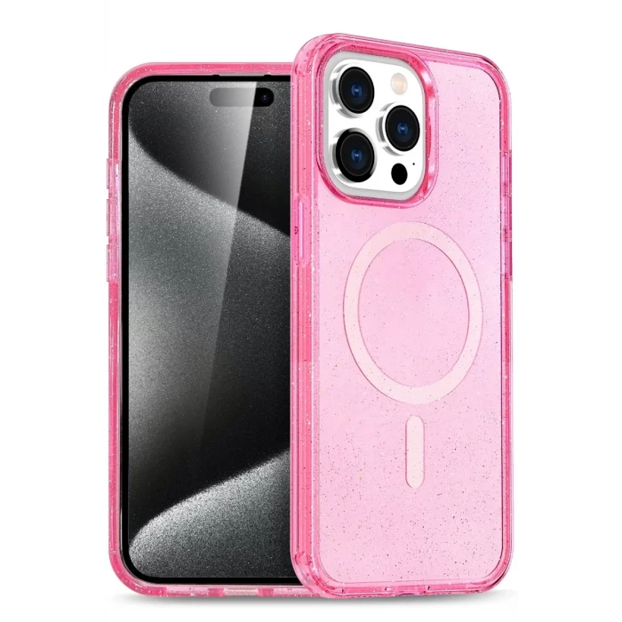 Newface Apple iPhone 14 Pro Max Kılıf Star Magsafe Kapak - Pembe