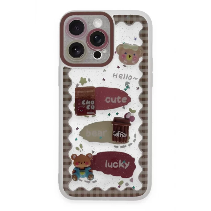 Newface Apple iPhone 14 Pro Max Kılıf Sweet Desenli Silikon Kapak - Şeffaf