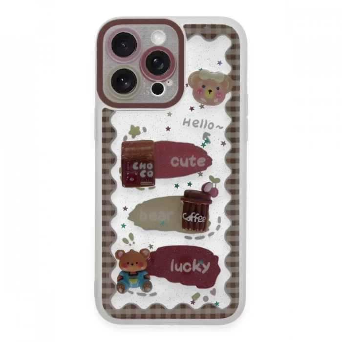 Newface Apple iPhone 14 Pro Max Kılıf Sweet Desenli Silikon Kapak - Şeffaf