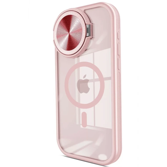 Newface Apple iPhone 14 Pro Max Kılıf Teleskop Lens Magsafe Silikon Kapak - Pembe