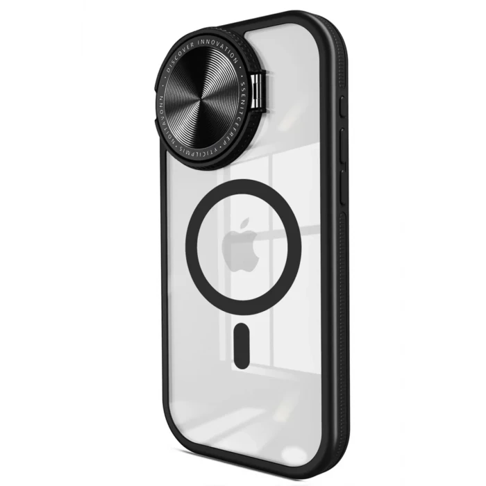 Newface Apple iPhone 14 Pro Max Kılıf Teleskop Lens Magsafe Silikon Kapak - Siyah