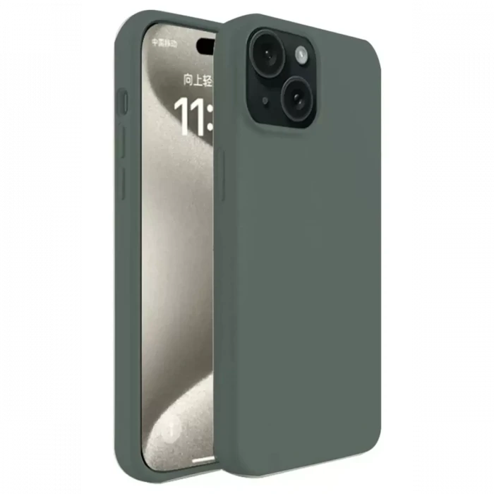 Newface Apple iPhone 15 Kılıf First Silikon - Koyu Yeşil