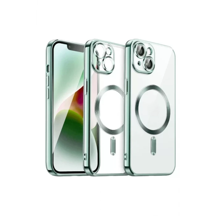 Newface Apple iPhone 15 Kılıf Kross Magneticsafe Kapak - Açık Yeşil