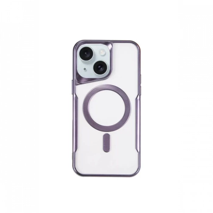Newface Apple iPhone 15 Plus Kılıf Boyi Magsafe Silikon Kapak - Derin Mor