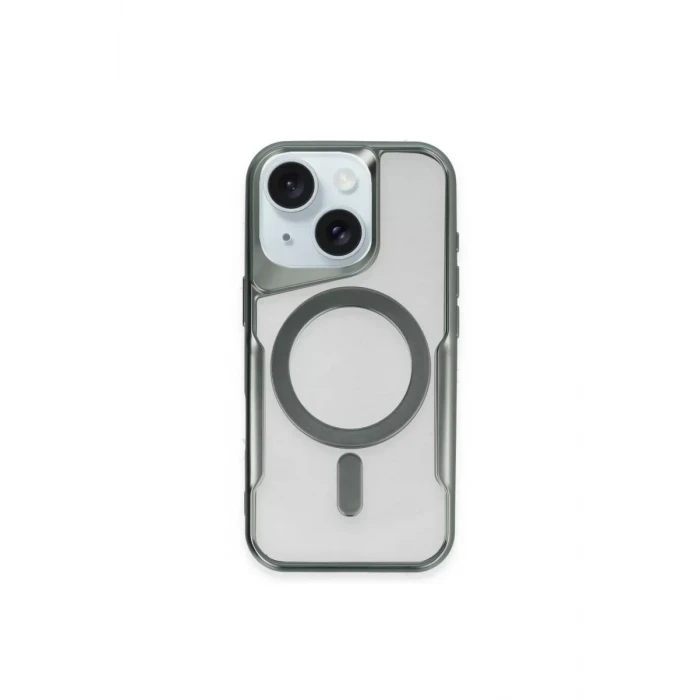 Newface Apple iPhone 15 Plus Kılıf Boyi Magsafe Silikon Kapak - Yeşil