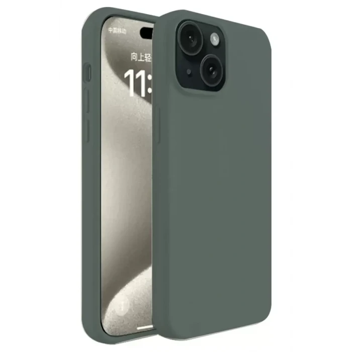 Newface Apple iPhone 15 Plus Kılıf First Silikon - Koyu Yeşil