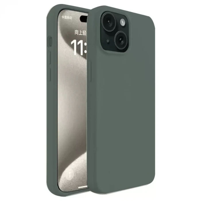 Newface Apple iPhone 15 Plus Kılıf First Silikon - Koyu Yeşil