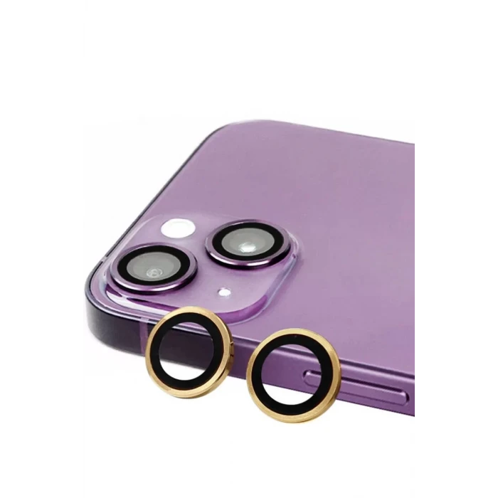Newface Apple iPhone 15 Plus Raze Metal Kamera Lens - Sarı