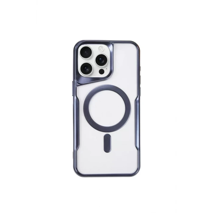 Newface Apple iPhone 15 Pro Kılıf Boyi Magsafe Silikon Kapak - Lacivert