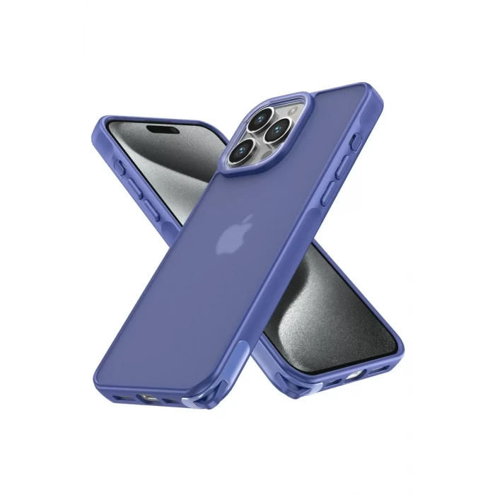 Newface Apple iPhone 15 Pro Kılıf Elegant Kapak - Açık Mavi