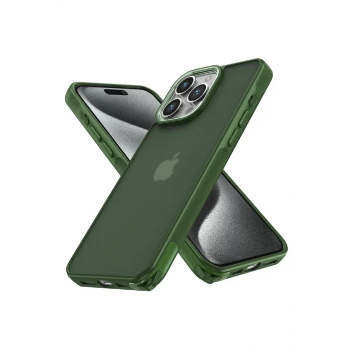 Newface Apple iPhone 15 Pro Kılıf Elegant Kapak - Yeşil