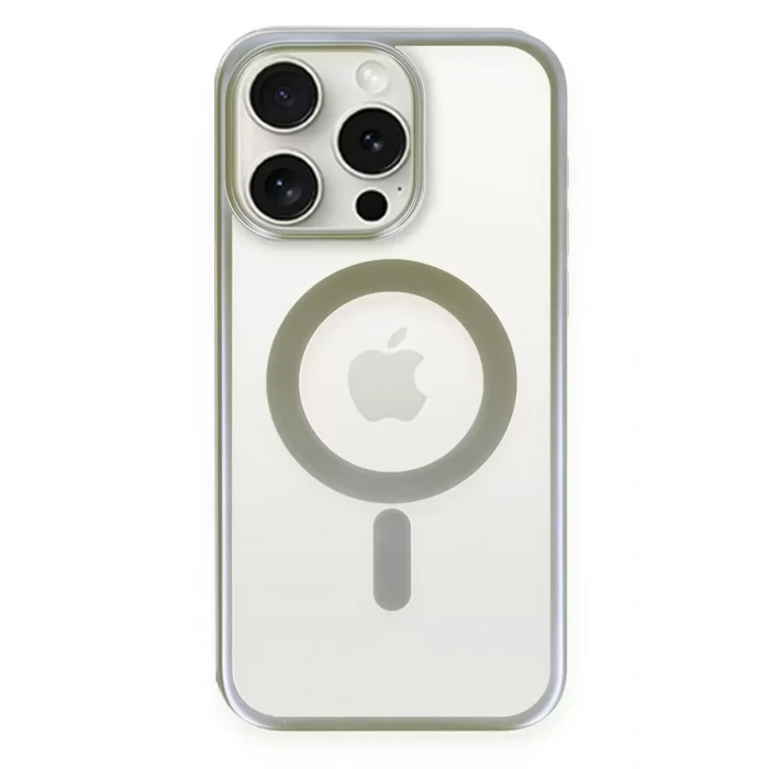 Newface Apple iPhone 15 Pro Kılıf Erozi Magsafe Kapak - Gri