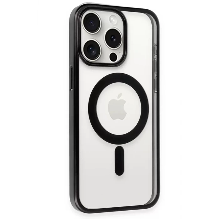 Newface Apple iPhone 15 Pro Kılıf Erozi Magsafe Kapak - Siyah