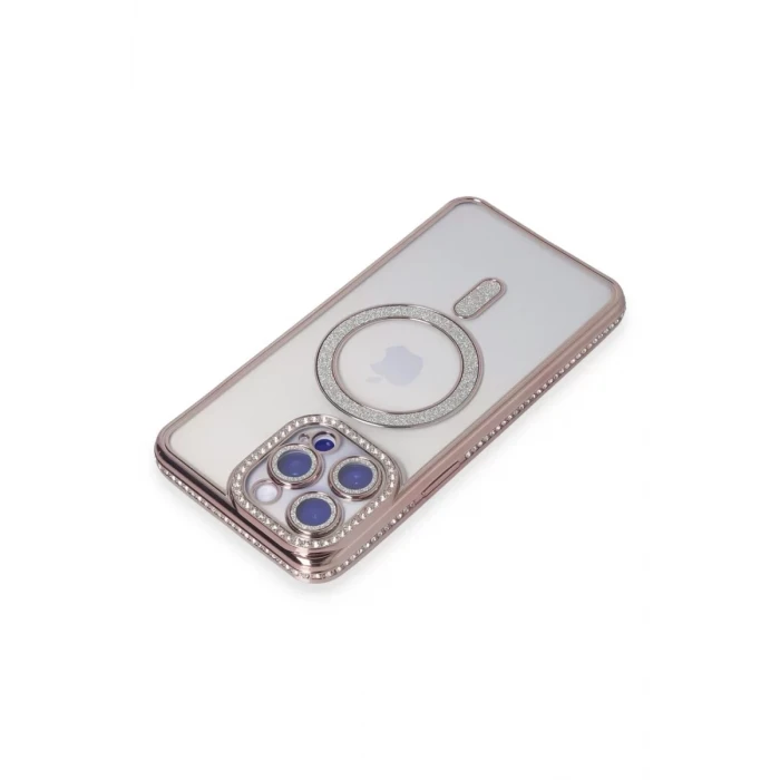 Newface Apple iPhone 15 Pro Kılıf Joke Simli Magneticsafe Kılıf - Pembe