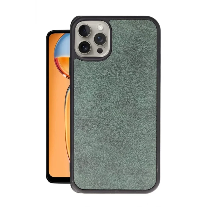 Newface Apple iPhone 15 Pro Max Kılıf Aras Deri Kapak - Koyu Yeşil
