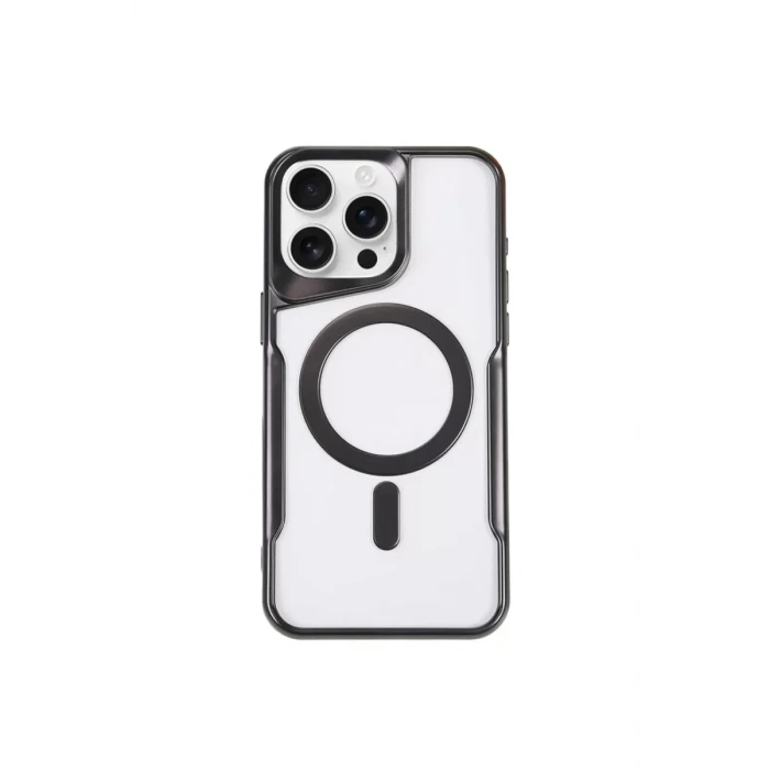 Newface Apple iPhone 15 Pro Max Kılıf Boyi Magsafe Silikon Kapak - Siyah