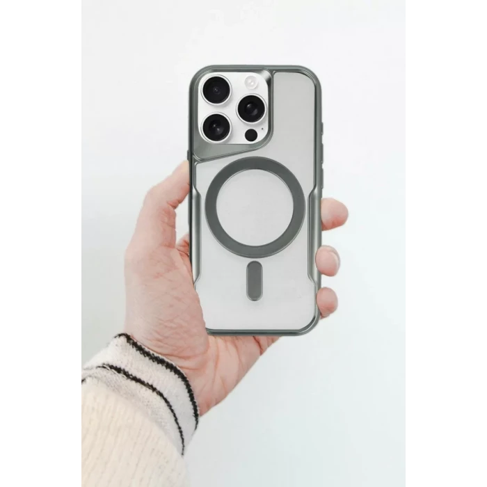 Newface Apple iPhone 15 Pro Max Kılıf Boyi Magsafe Silikon Kapak - Siyah