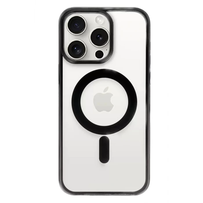 Newface Apple iPhone 15 Pro Max Kılıf Erozi Magsafe Kapak - Siyah