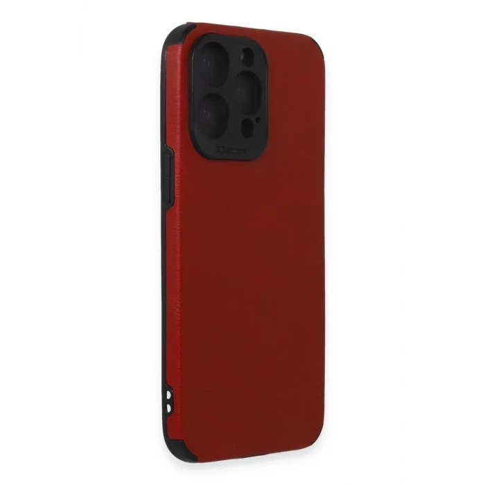 Newface Apple iPhone 15 Pro Max Kılıf Loop Deri Silikon - Kırmızı