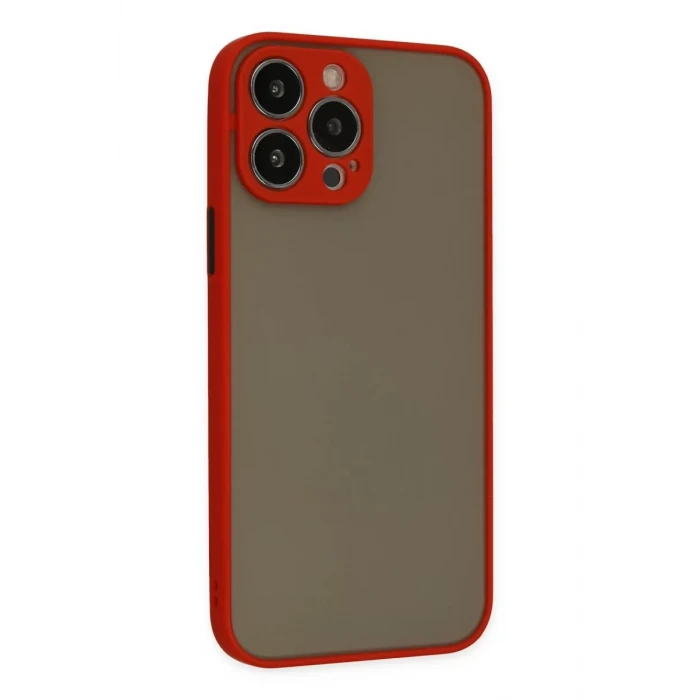 Newface Apple iPhone 15 Pro Max Kılıf Montreal Silikon Kapak - Kırmızı