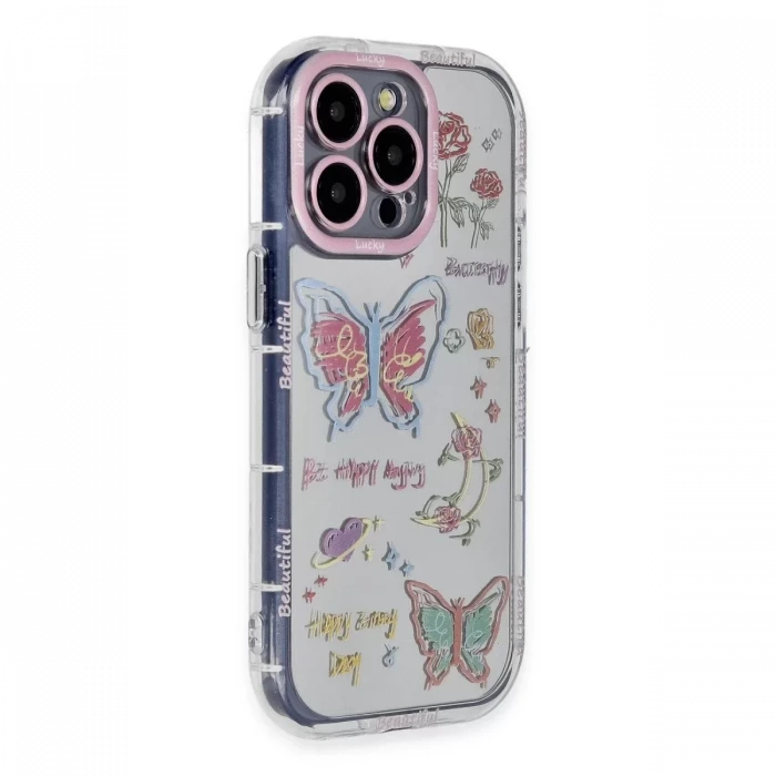Newface Apple iPhone 15 Pro Max Kılıf Reflexion Desenli Kapak - Desen 8
