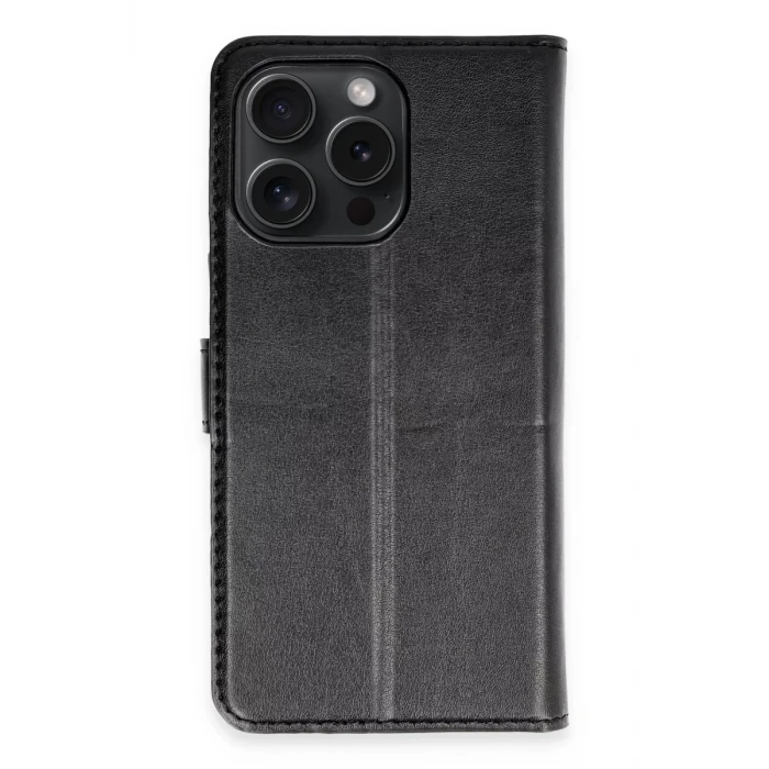 Newface Apple iPhone 15 Pro Max Kılıf Trend S Plus Kapaklı Kılıf - Siyah