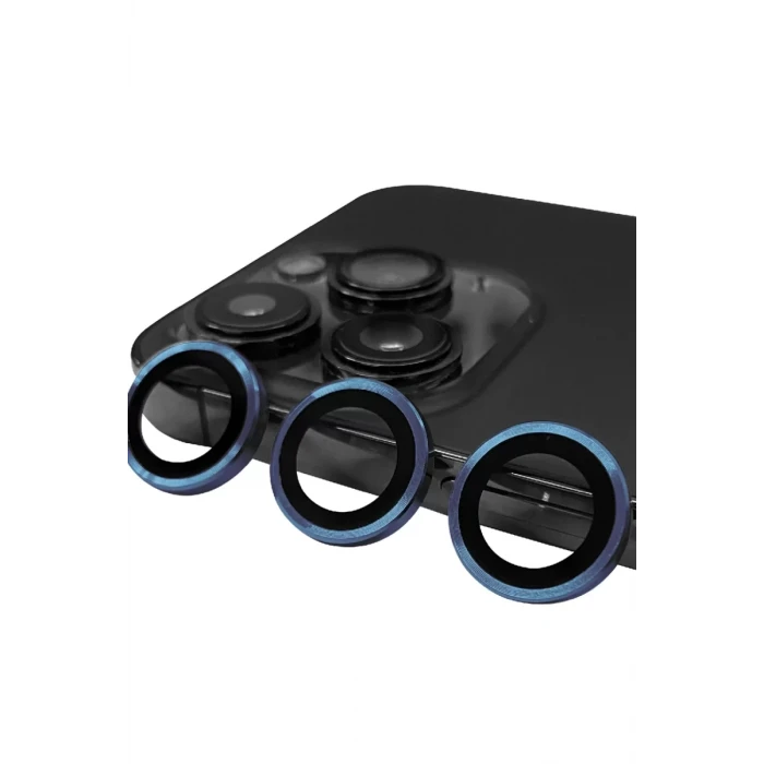 Newface Apple iPhone 15 Pro Max Raze Metal Kamera Lens - Lacivert