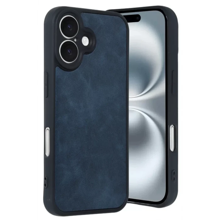 Newface Apple iPhone 16 Kılıf Aras Deri Kapak - Lacivert