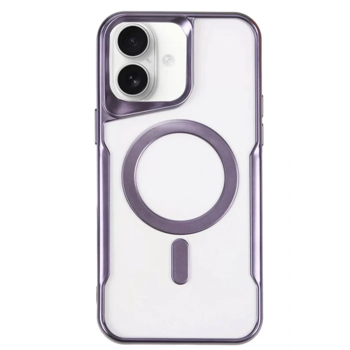 Newface Apple iPhone 16 Kılıf Boyi Magsafe Silikon Kapak - Derin Mor