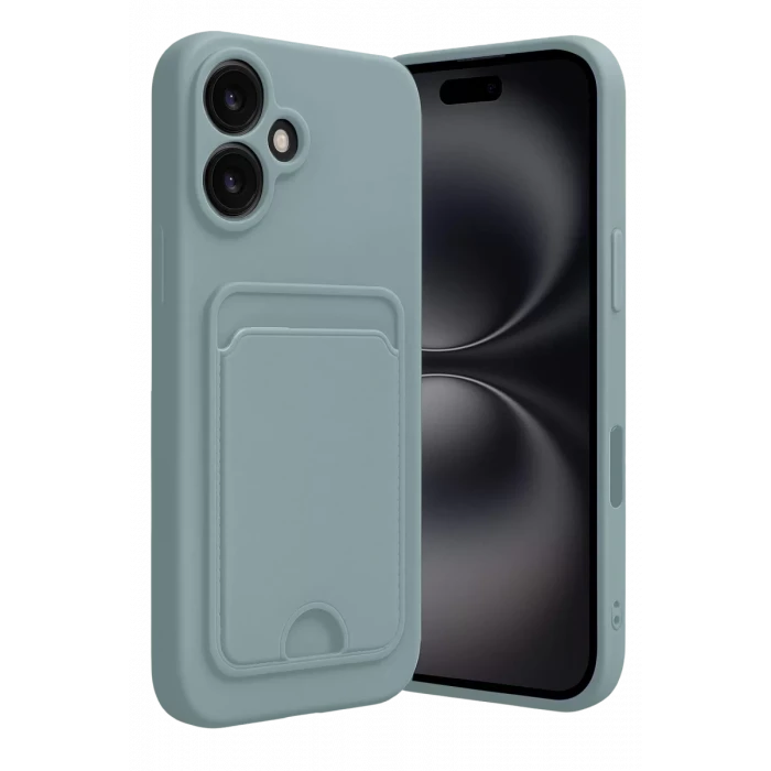 Newface Apple iPhone 16 Kılıf Kelvin Kartvizitli Silikon - Açık Yeşil