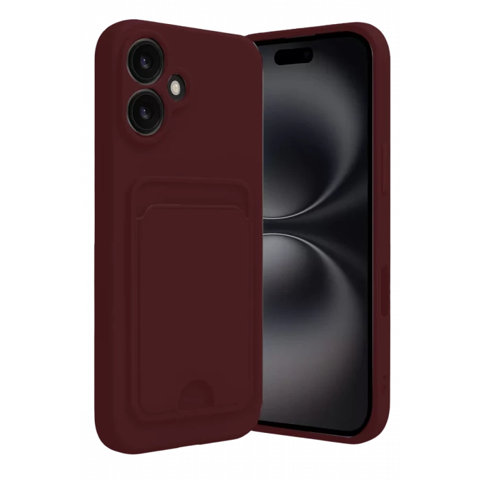 Newface Apple iPhone 16 Kılıf Kelvin Kartvizitli Silikon - Bordo