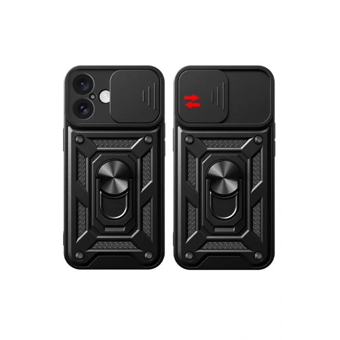 Newface Apple iPhone 16 Kılıf Pars Lens Yüzüklü Silikon - Gümüş