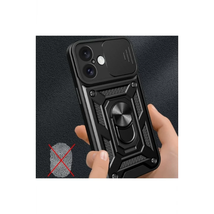 Newface Apple iPhone 16 Kılıf Pars Lens Yüzüklü Silikon - Gümüş