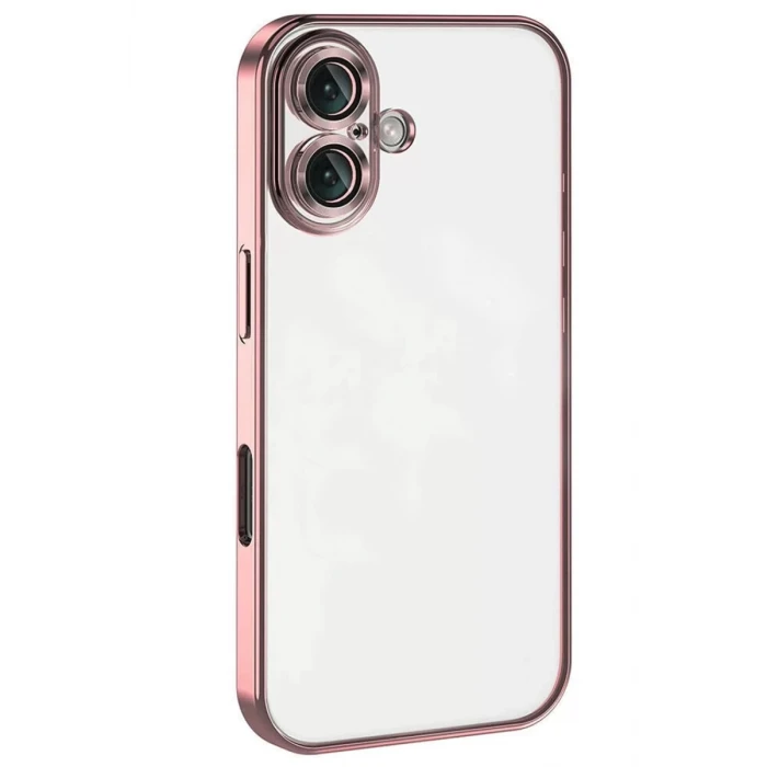 Newface Apple iPhone 16 Kılıf Razer Lensli Silikon - Pembe