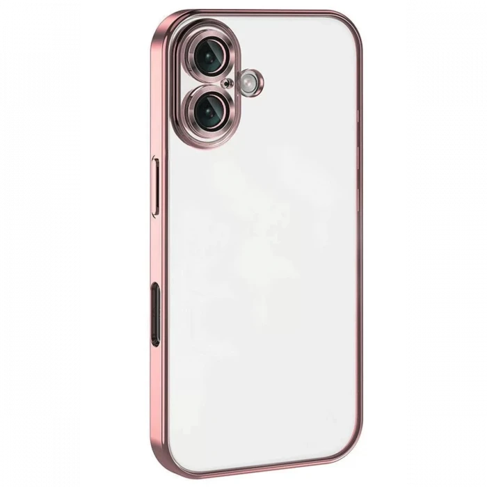 Newface Apple iPhone 16 Kılıf Razer Lensli Silikon - Pembe