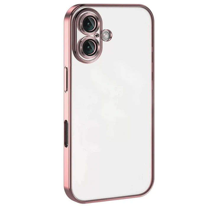 Newface Apple iPhone 16 Kılıf Razer Lensli Silikon - Pembe