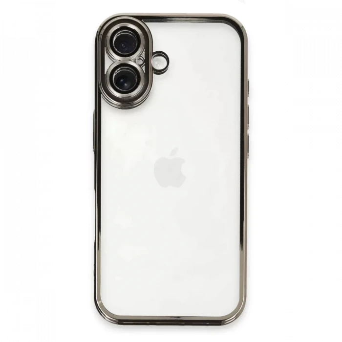 Newface Apple iPhone 16 Kılıf Razer Lensli Silikon - Titanyum Gri